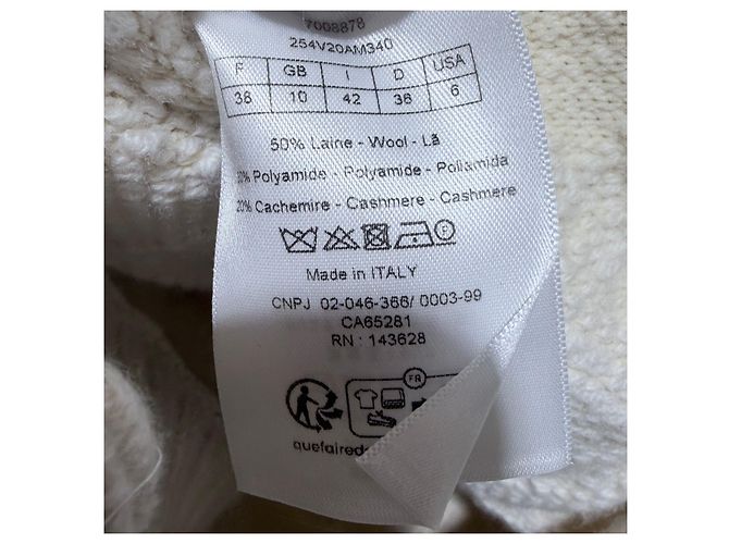 Dior Kaschmir-Woll-Cardigan mit Reißverschluss in Weiß (Größe - Ansicht 8