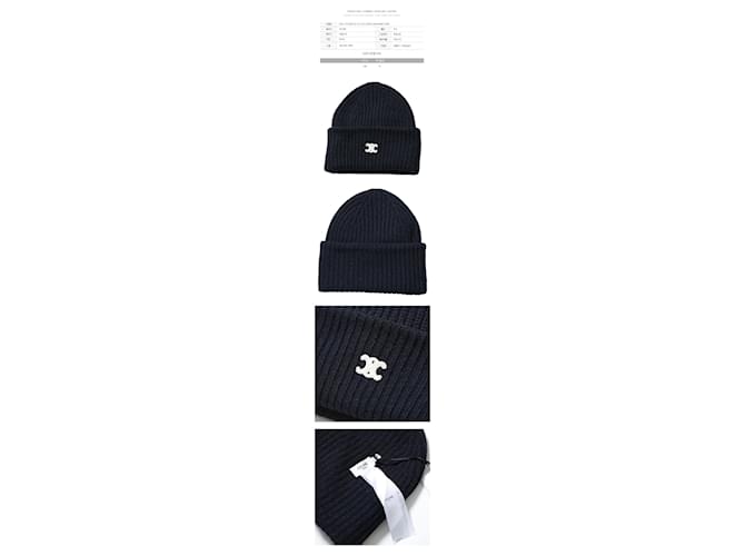 Céline Beanie mit besticktem Logo Navy Blau - Ansicht 2