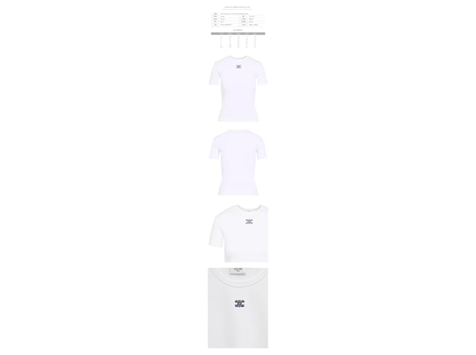 Céline T-Shirt mit besticktem Logo Weiß - Ansicht 2