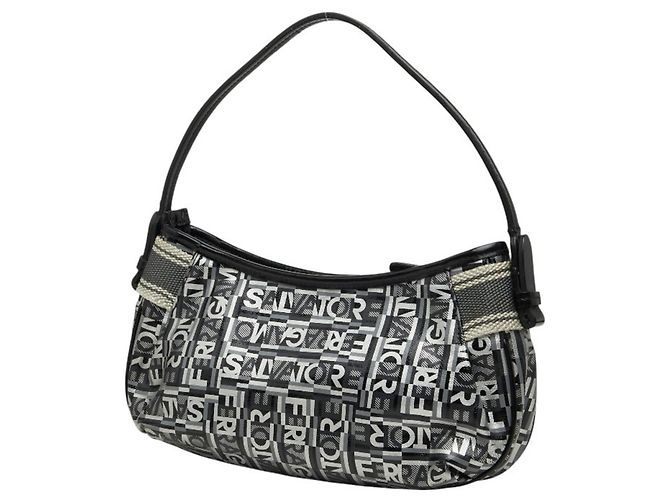 Borsa Salvatore Ferragamo Logo AU-21 Marrone Nero Argento - vista 2
