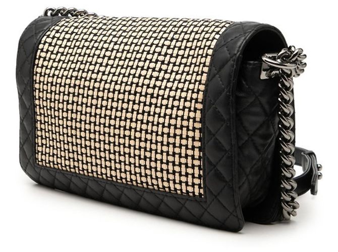 Borsa a tracolla Chanel Coco Mark Boy Chain Nero Beige - vista 2