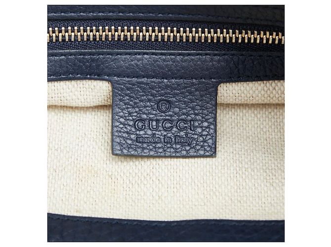 Borsa tote Gucci Soho in pelle blu navy - vista 11