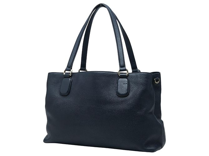 Borsa tote Gucci Soho in pelle blu navy - vista 2
