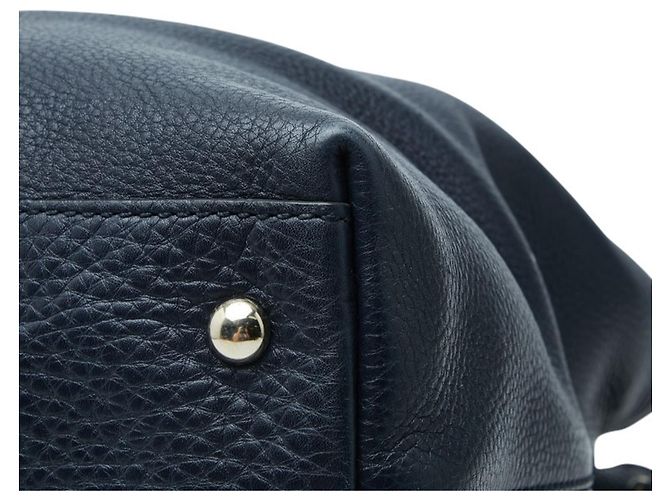 Borsa tote Gucci Soho in pelle blu navy - vista 4
