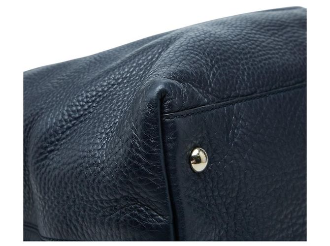 Borsa tote Gucci Soho in pelle blu navy - vista 5