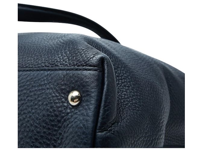 Borsa tote Gucci Soho in pelle blu navy - vista 6