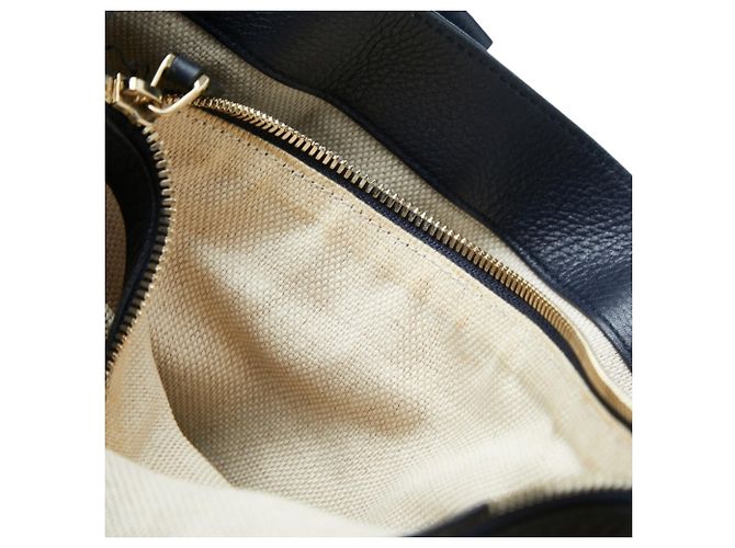 Borsa tote Gucci Soho in pelle blu navy - vista 8