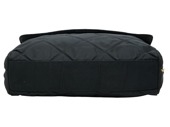 Borsa a tracolla con catena e placca logo Triangle Prada Nero D'oro - vista 3