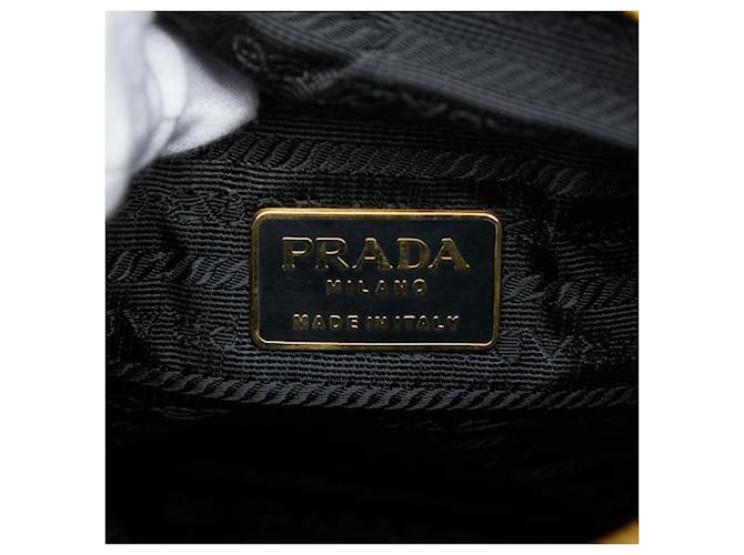 Borsa a tracolla con catena e placca logo Triangle Prada Nero D'oro - vista 8