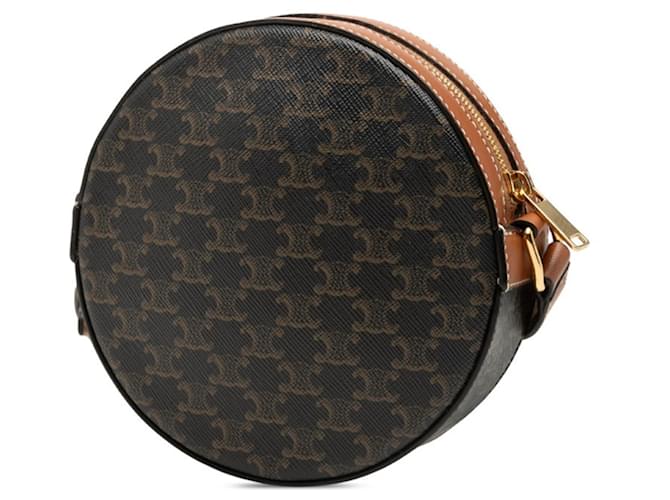 Céline Borsa a tracolla e spalla rotonda Celine Triomphe Marrone Nero - vista 2
