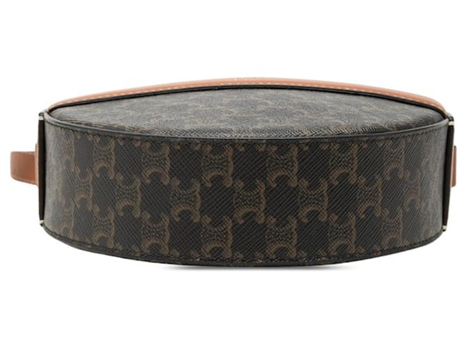 Céline Borsa a tracolla e spalla rotonda Celine Triomphe Marrone Nero - vista 3