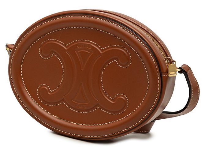 Céline Borsa a tracolla e spalla Celine Triomphe Oval Purse Cuir Marrone - vista 2