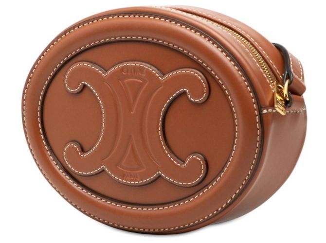 Céline Borsa a tracolla e spalla Celine Triomphe Oval Purse Cuir Marrone - vista 2