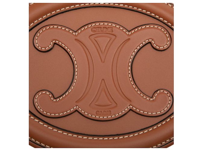 Céline Borsa a tracolla e spalla Celine Triomphe Oval Purse Cuir Marrone - vista 5