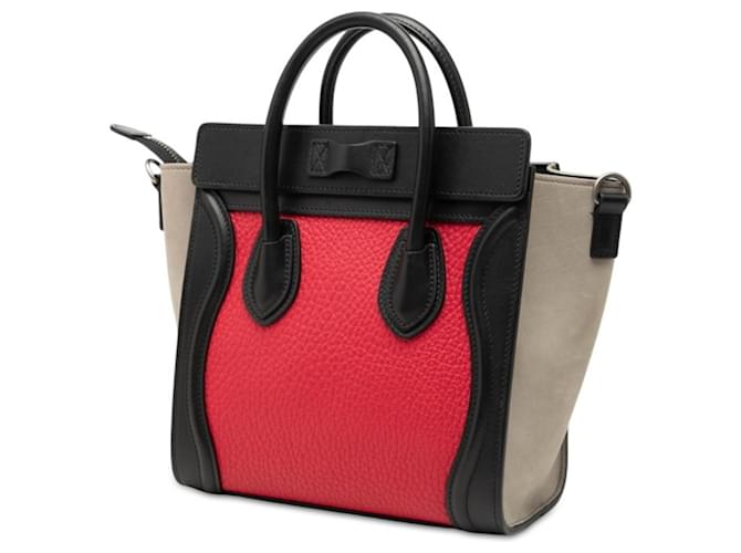 Céline Celine Luggage Nano Shopper Handbag Brown Black Red - view 2