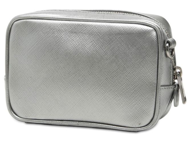 Saffiano Bolsa de Ombro Prada Logo Prata - vista 2