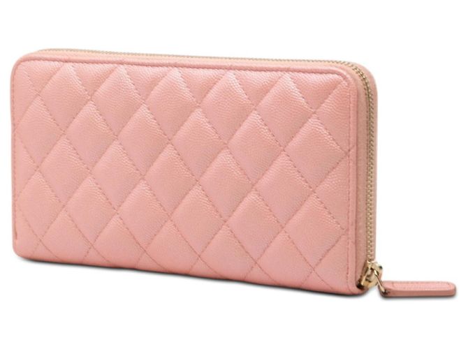 Cartera larga Chanel de piel de becerro granulada rosa - vista 2
