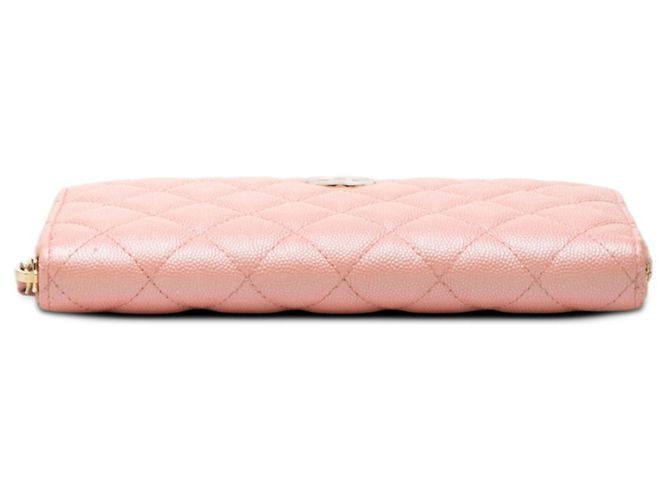 Cartera larga Chanel de piel de becerro granulada rosa - vista 3