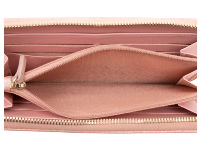 Cartera larga Chanel de piel de becerro granulada rosa - vista 5