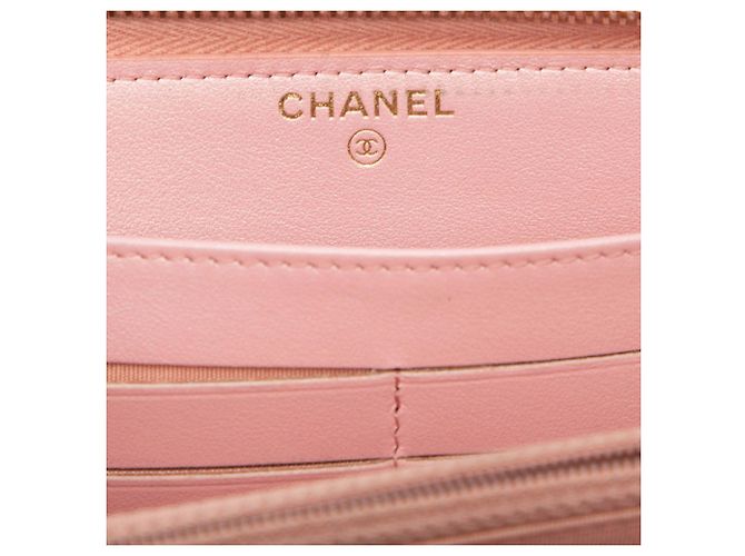 Cartera larga Chanel de piel de becerro granulada rosa - vista 6