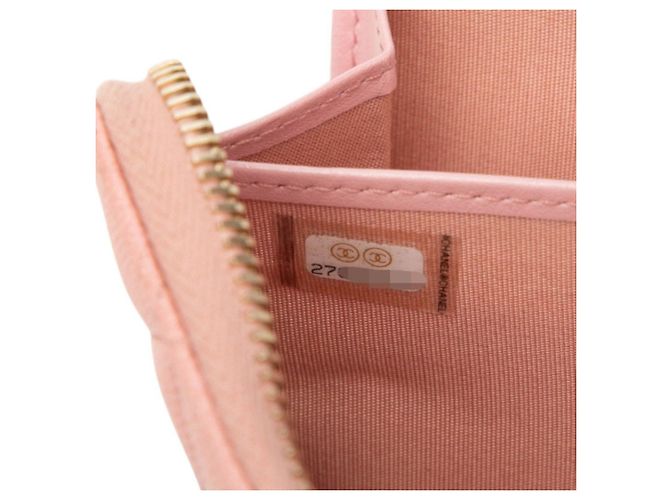 Cartera larga Chanel de piel de becerro granulada rosa - vista 7