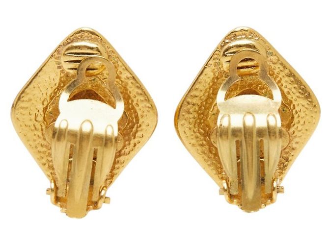 Orecchini vintage Chanel Coco Mark motivo diamante D'oro - vista 3