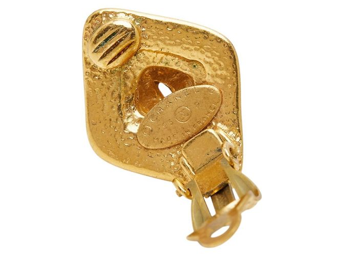 Orecchini vintage Chanel Coco Mark motivo diamante D'oro - vista 4