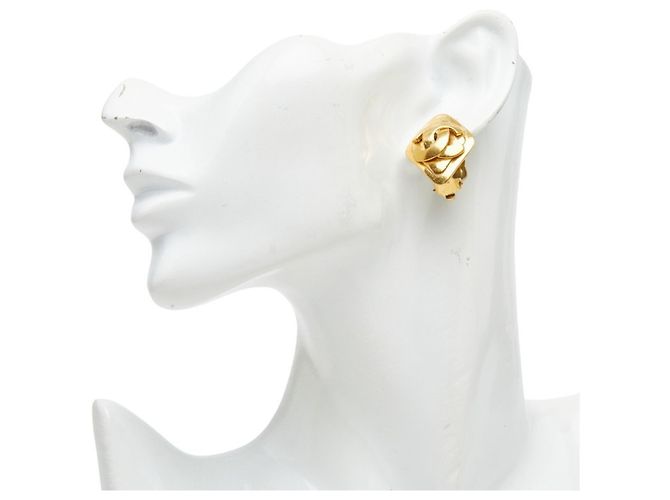Orecchini vintage Chanel Coco Mark motivo diamante D'oro - vista 5