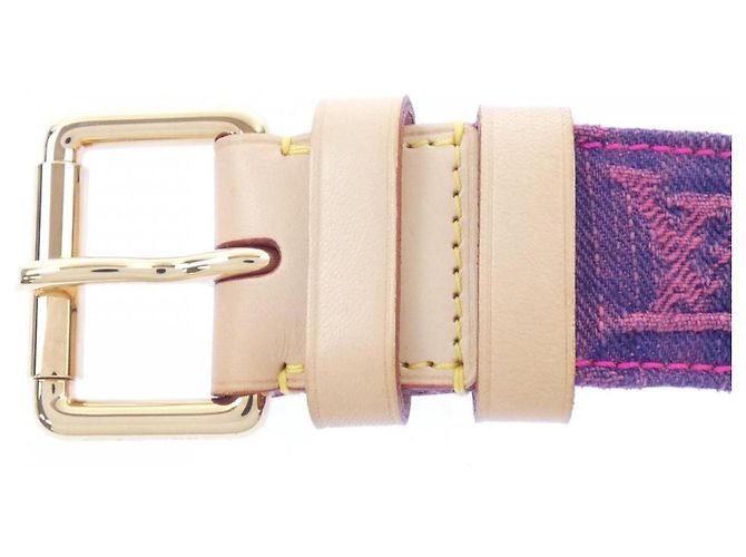 Louis Vuitton Denim Bleached Gürtel Pink Blau - Ansicht 2