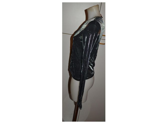 Hugo Boss Maglia nera a maniche lunghe con scollo a V Nero Argento - vista 2