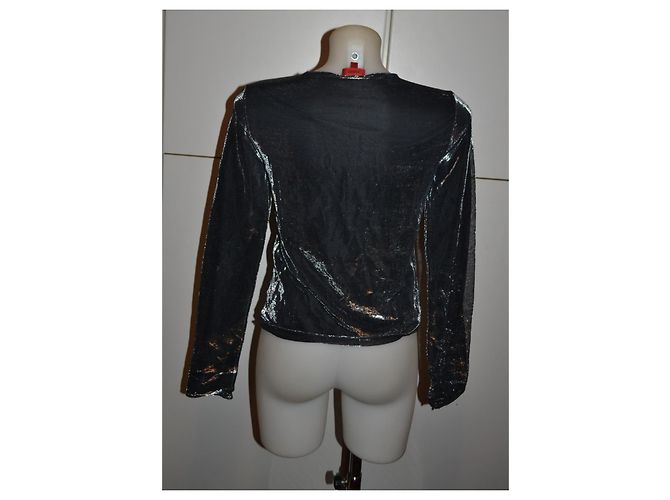 Hugo Boss Maglia nera a maniche lunghe con scollo a V Nero Argento - vista 3