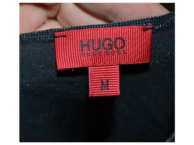 Hugo Boss Maglia nera a maniche lunghe con scollo a V Nero Argento - vista 4