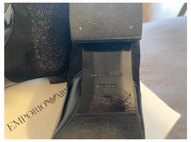 Stivaletti Emporio Armani in Pelle Nera e Glitter - vista 4