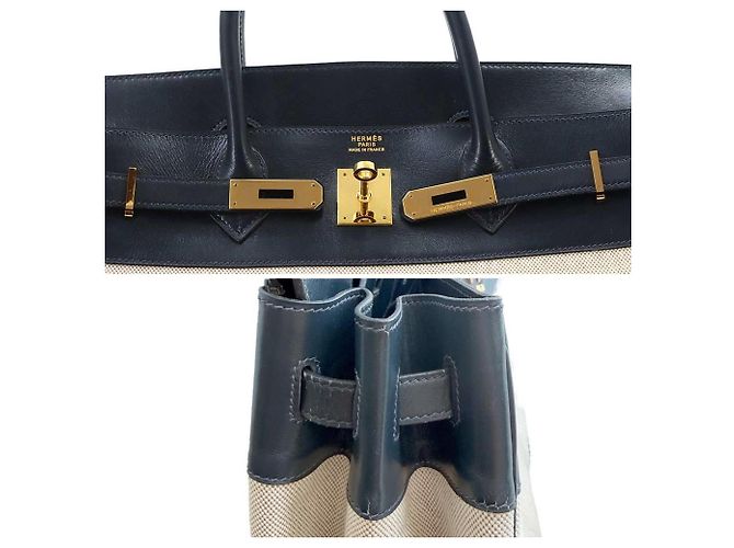 Hermès Hermes Birkin 40 Handtasche Blau Beige - Ansicht 8