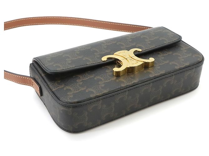 Céline Celine Triomphe Claude Schultertasche Braun Schwarz - Ansicht 5