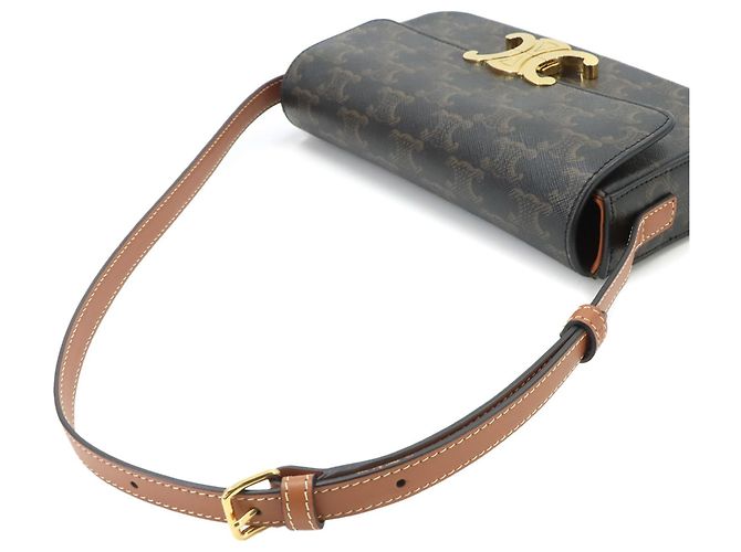 Céline Celine Triomphe Claude Schultertasche Braun Schwarz - Ansicht 6