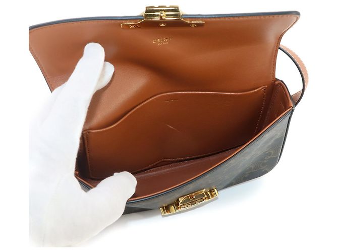 Céline Celine Triomphe Claude Schultertasche Braun Schwarz - Ansicht 7