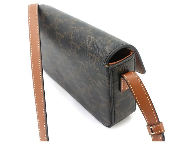 Céline Celine Triomphe Claude Schultertasche Braun Schwarz - Ansicht 9