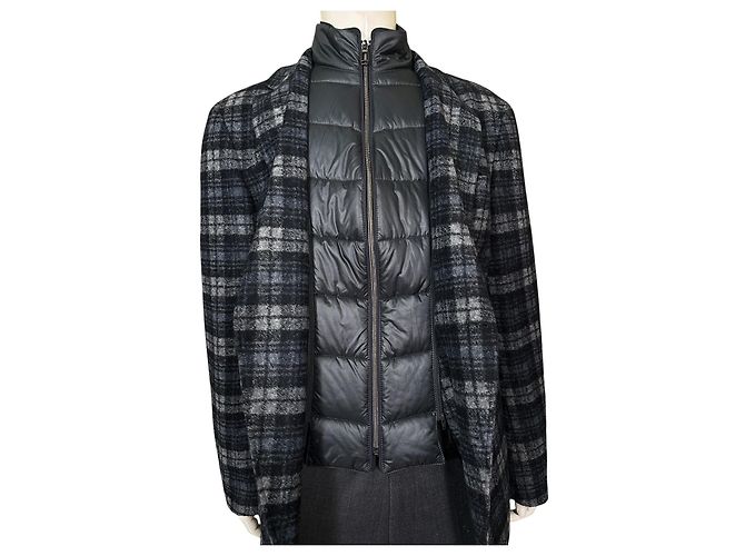 JOOP! Herren-Blazer mit Karomuster und abnehmbarer Steppweste Schwarz Blau Grau - Ansicht 3
