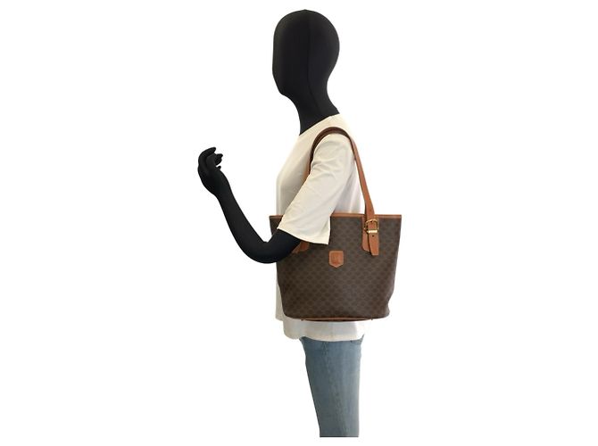 Céline Borsa Tote/Borsa a tracolla Celine Macadam in pelle marrone - vista 6
