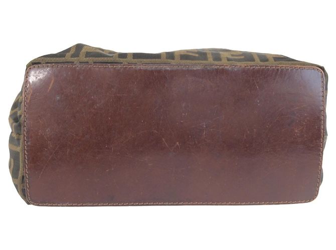 Fendi Zucca Tote Bag Braun Leder und Canvas - Ansicht 10