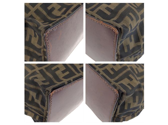 Fendi Zucca Tote Bag Braun Leder und Canvas - Ansicht 3