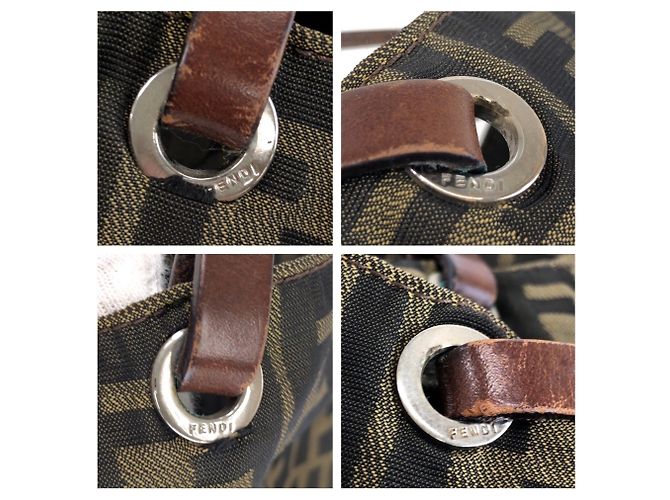 Fendi Zucca Tote Bag Braun Leder und Canvas - Ansicht 5