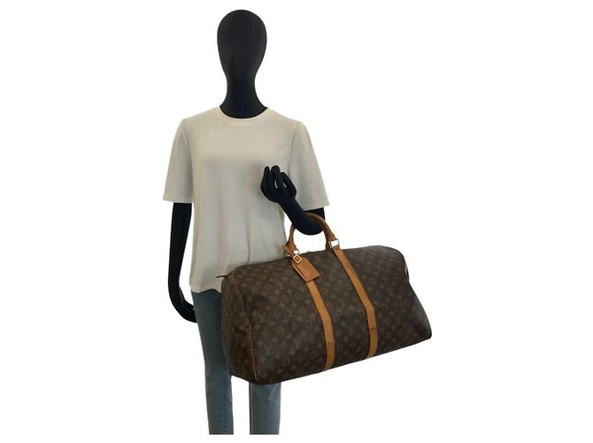 Borsa Boston Louis Vuitton Monogram Keepall 55 Marrone Monogramma - vista 7