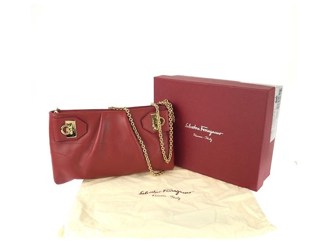 Borsa in pelle rossa 2-way Salvatore Ferragamo Gancini Rosso - vista 8