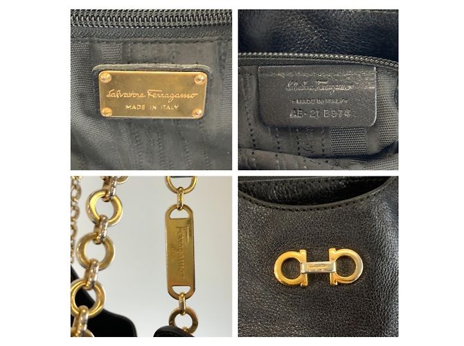 Borsa Tote/Spalla Salvatore Ferragamo Gancini in pelle nera - vista 3