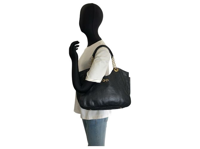 Borsa Tote/Spalla Salvatore Ferragamo Gancini in pelle nera - vista 6