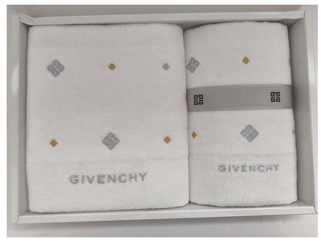 Conjunto de toalhas Givenchy em algodão branco Dourado Cinza - vista 2