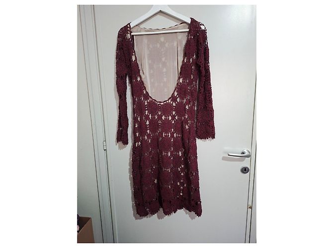 Vestido de crochet Prada espalda descubierta Roja Burdeos - vista 2