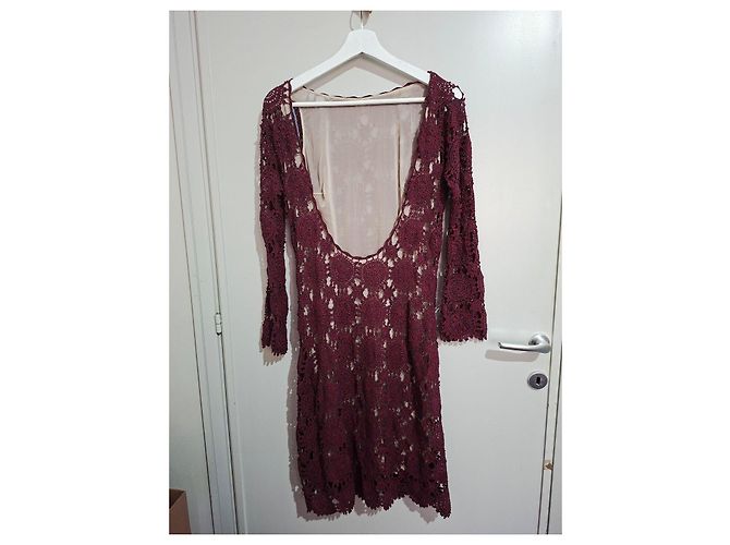 Vestido de crochet Prada espalda descubierta Roja Burdeos - vista 4